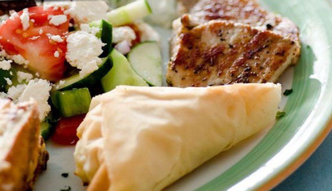 The Mykonos platter with a Greek village salad